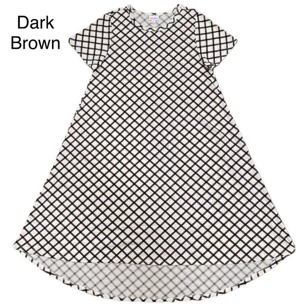 NEW‎ LuLaRoe 2XL Carly Brown White Check Plaid Swing Dress High Low Flowy NWT